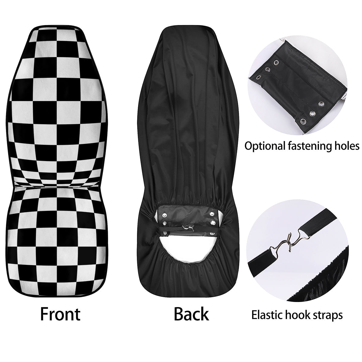 Checkered Board And Convex Shape Print Car Seat Covers-grizzshop