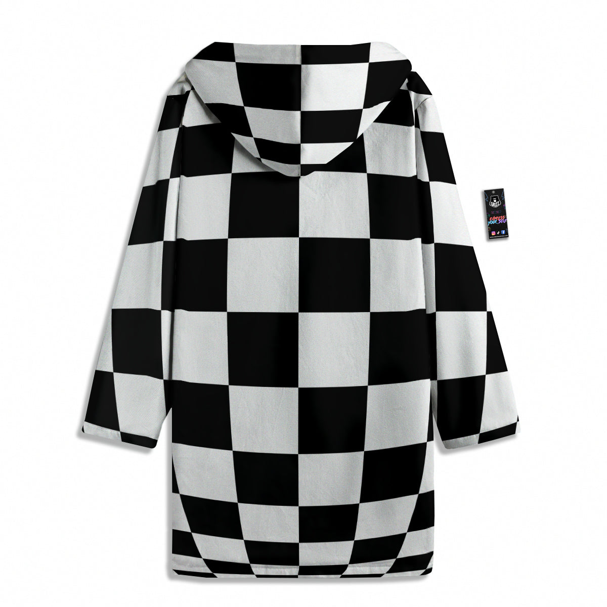 Checkered Board And Convex Shape Print Men's Windbreaker Jacket-grizzshop