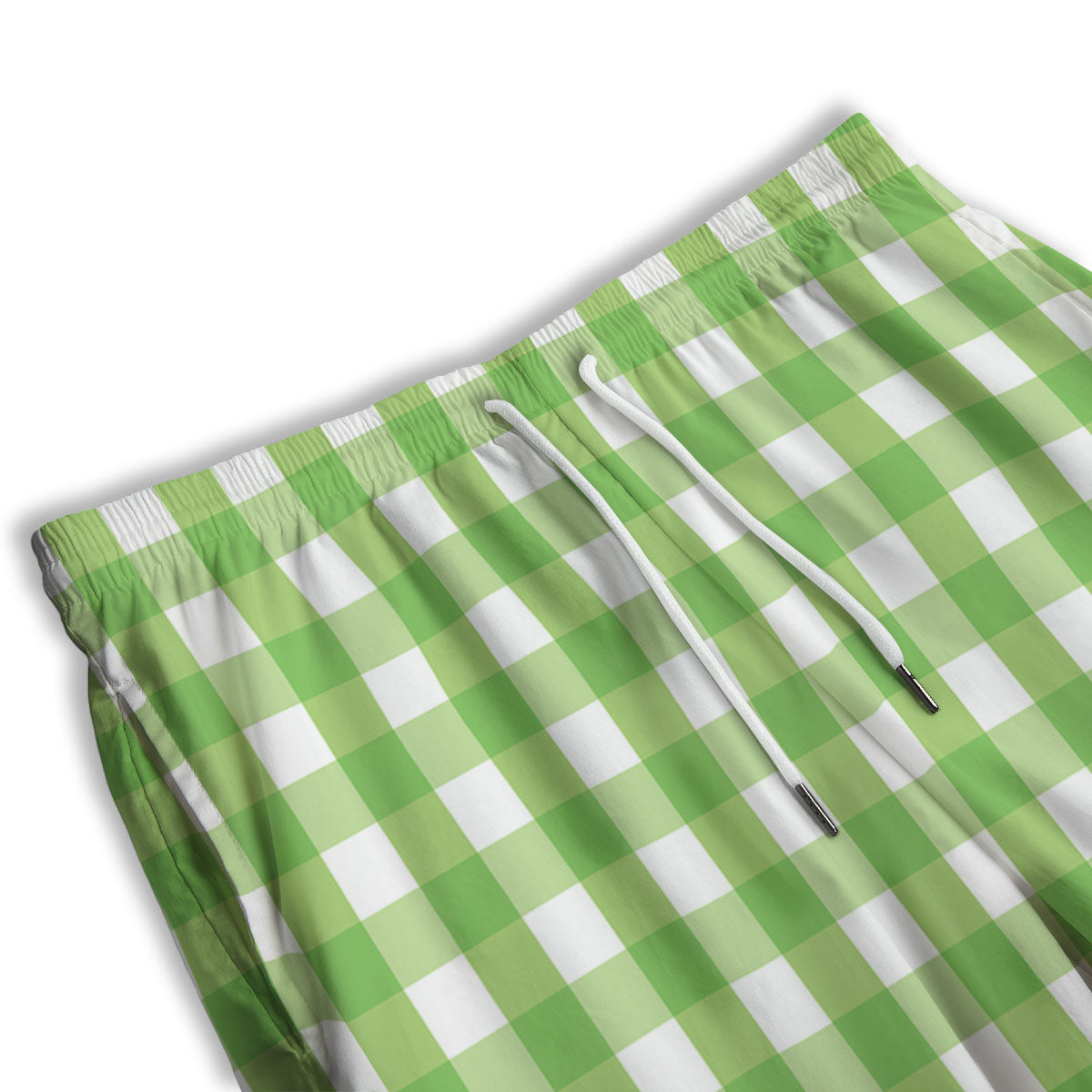 Checkered Green And White Print Pattern Men's Athletic Shorts