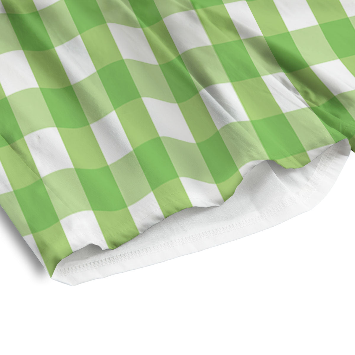 Checkered Green And White Print Pattern Men's Athletic Shorts