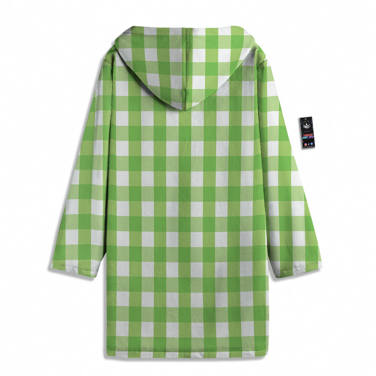 Checkered Green And White Print Pattern Men's Windbreaker Jacket-grizzshop