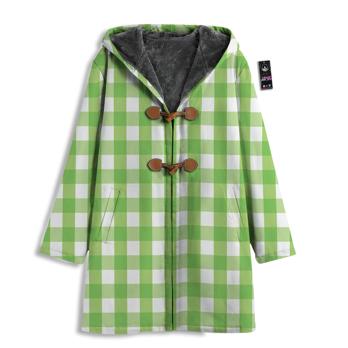 Checkered Green And White Print Pattern Men's Windbreaker Jacket-grizzshop