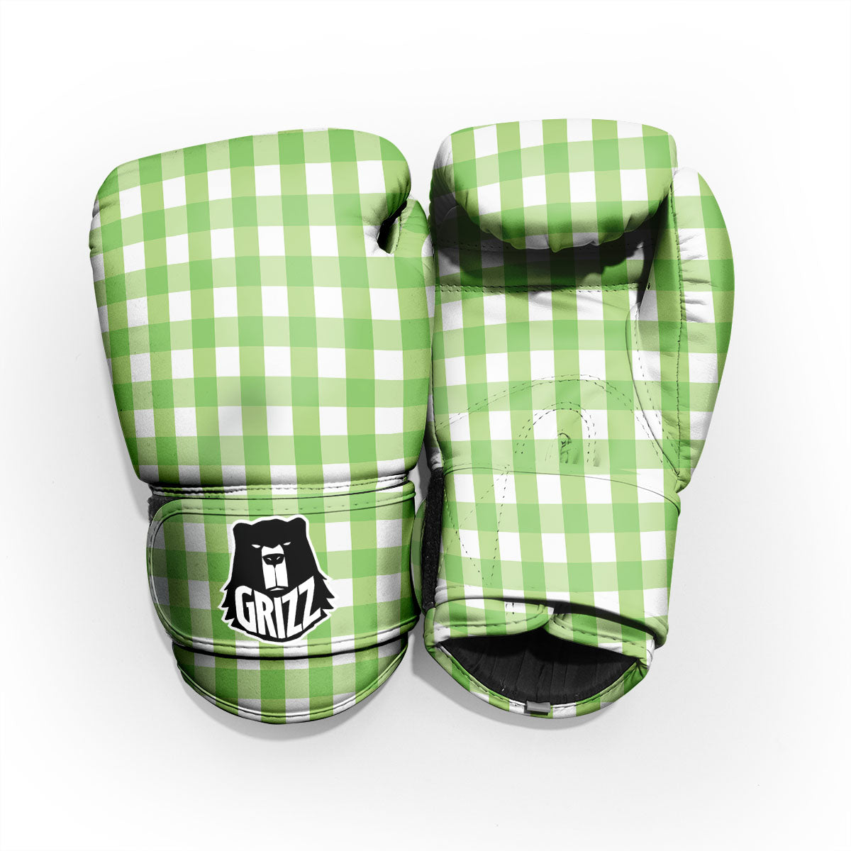 Checkered Green And White Print Pattern Pro Boxing Glove
