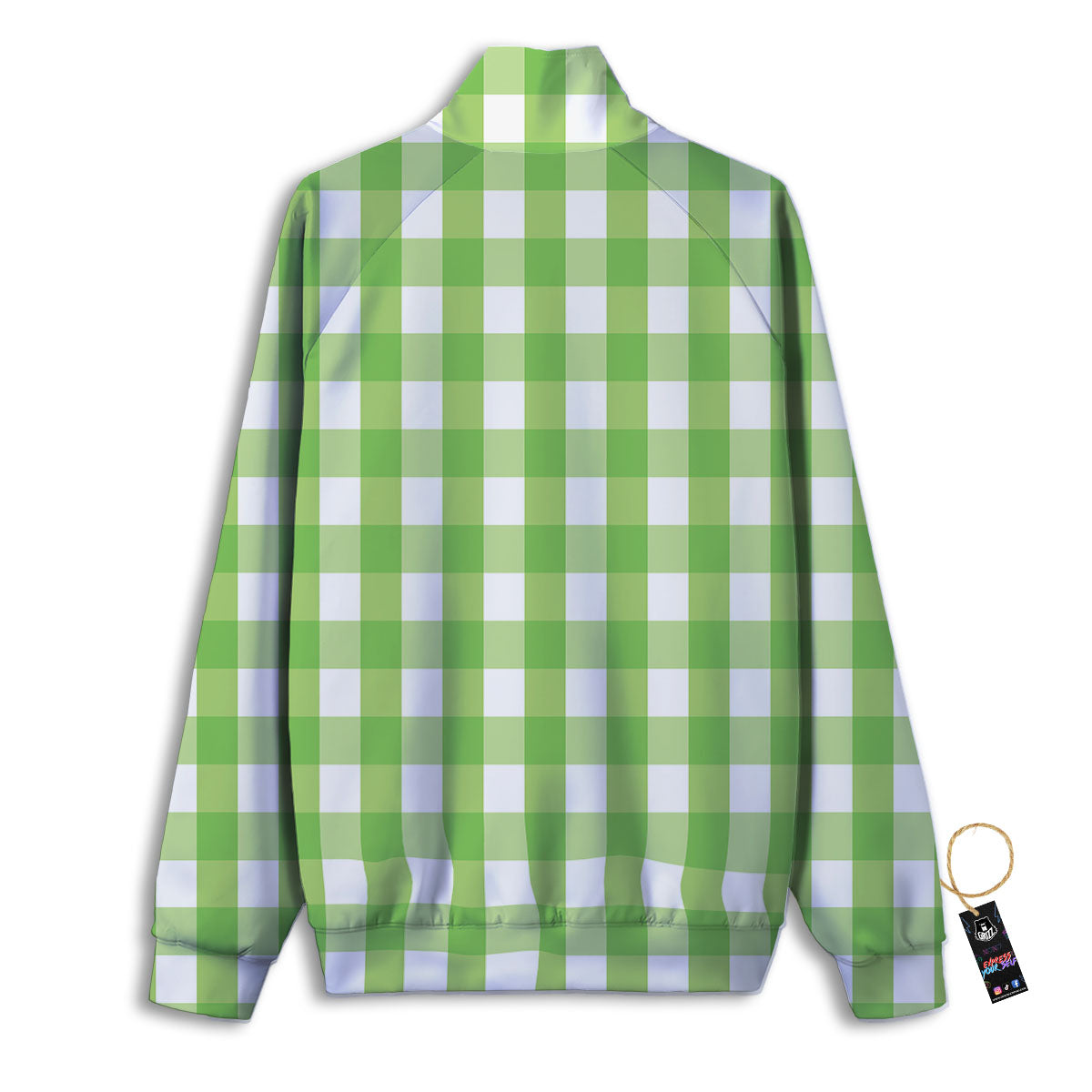 Checkered Green And White Print Pattern Track Jacket-grizzshop