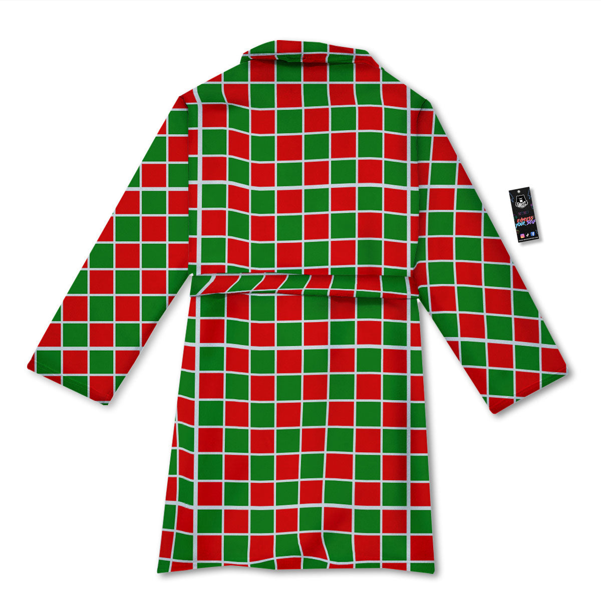 Checkered Merry Christmas Print Pattern Bathrobe-grizzshop