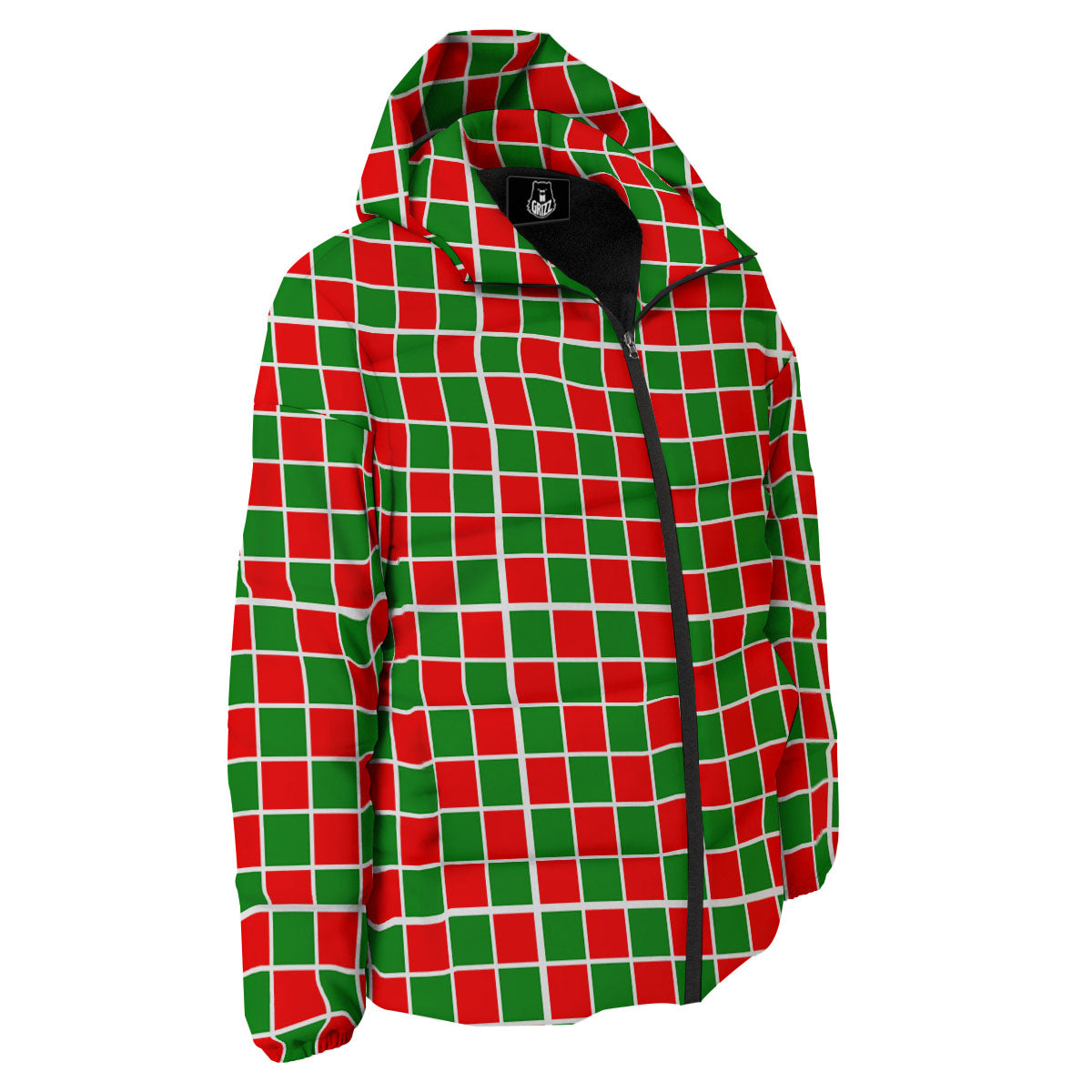 Checkered Merry Christmas Print Pattern Down Jacket-grizzshop