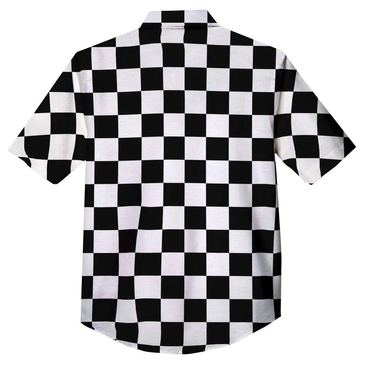 Checkered White And Black Print Pattern Button Up Shirt-grizzshop