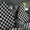 Checkered White And Black Print Pattern Car Seat Covers-grizzshop