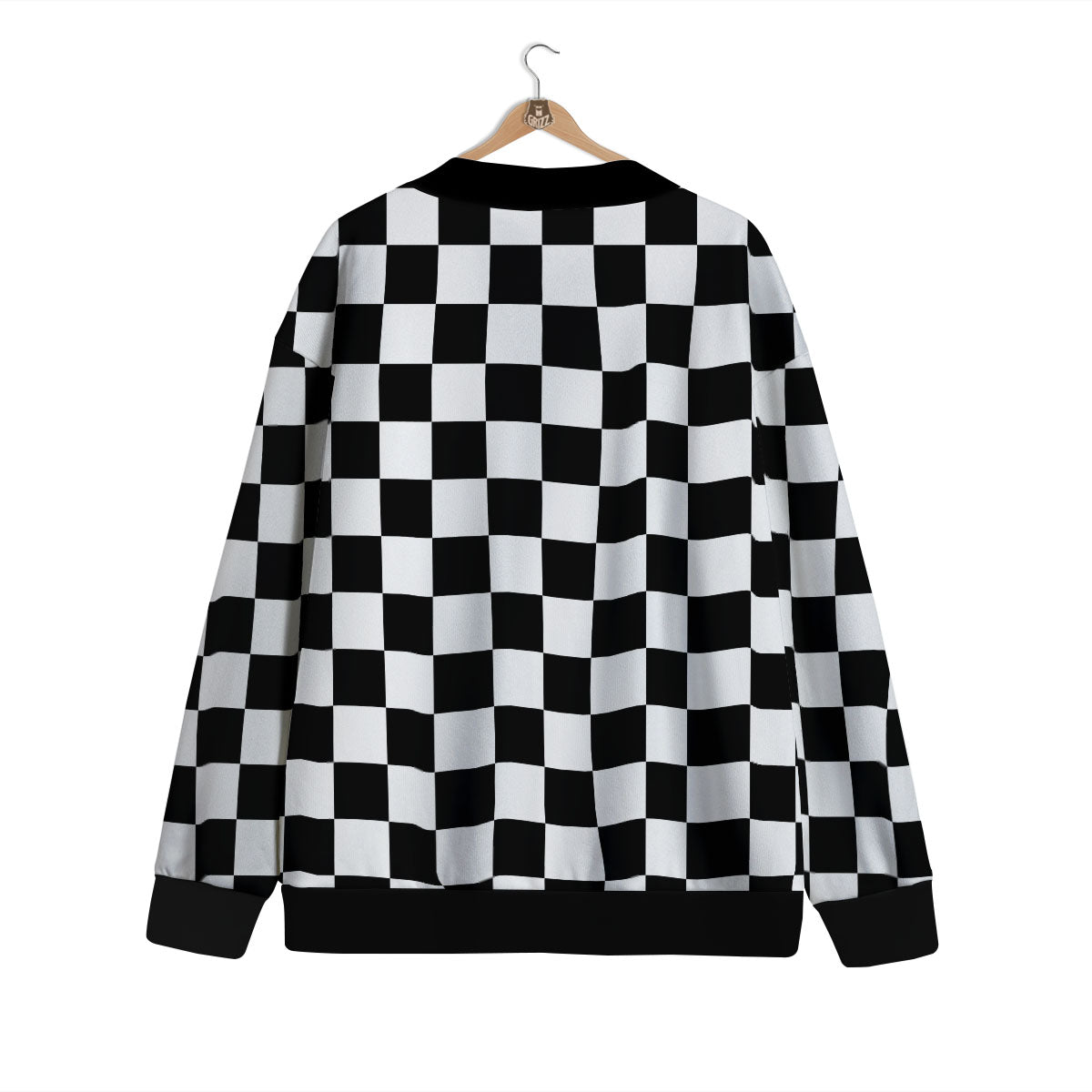 Checkered White And Black Print Pattern Cardigan-grizzshop