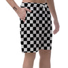 Checkered White And Black Print Pattern Men's Shorts-grizzshop