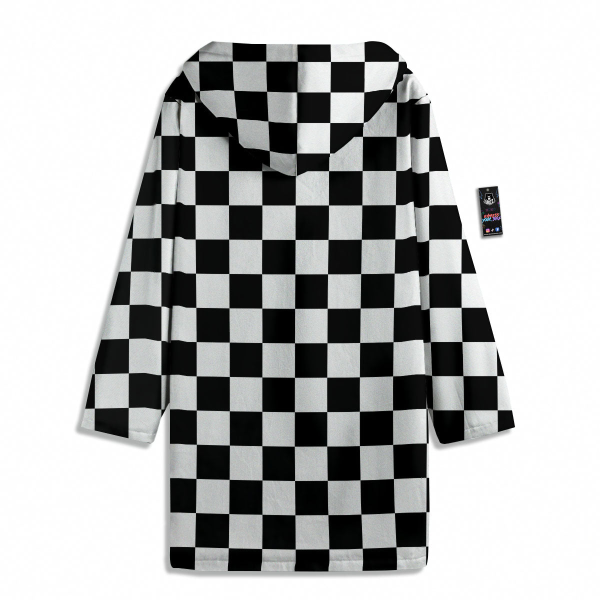 Checkered White And Black Print Pattern Men's Windbreaker Jacket-grizzshop