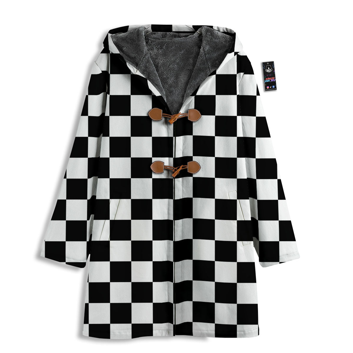 Checkered White And Black Print Pattern Men's Windbreaker Jacket-grizzshop