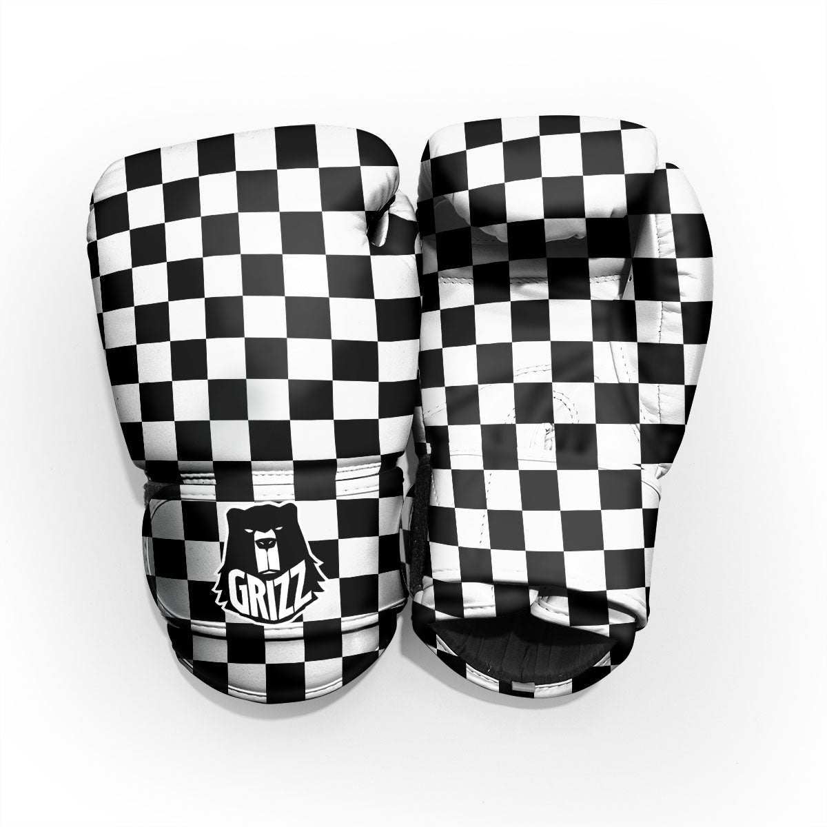 Checkered White And Black Print Pattern Pro Boxing Glove