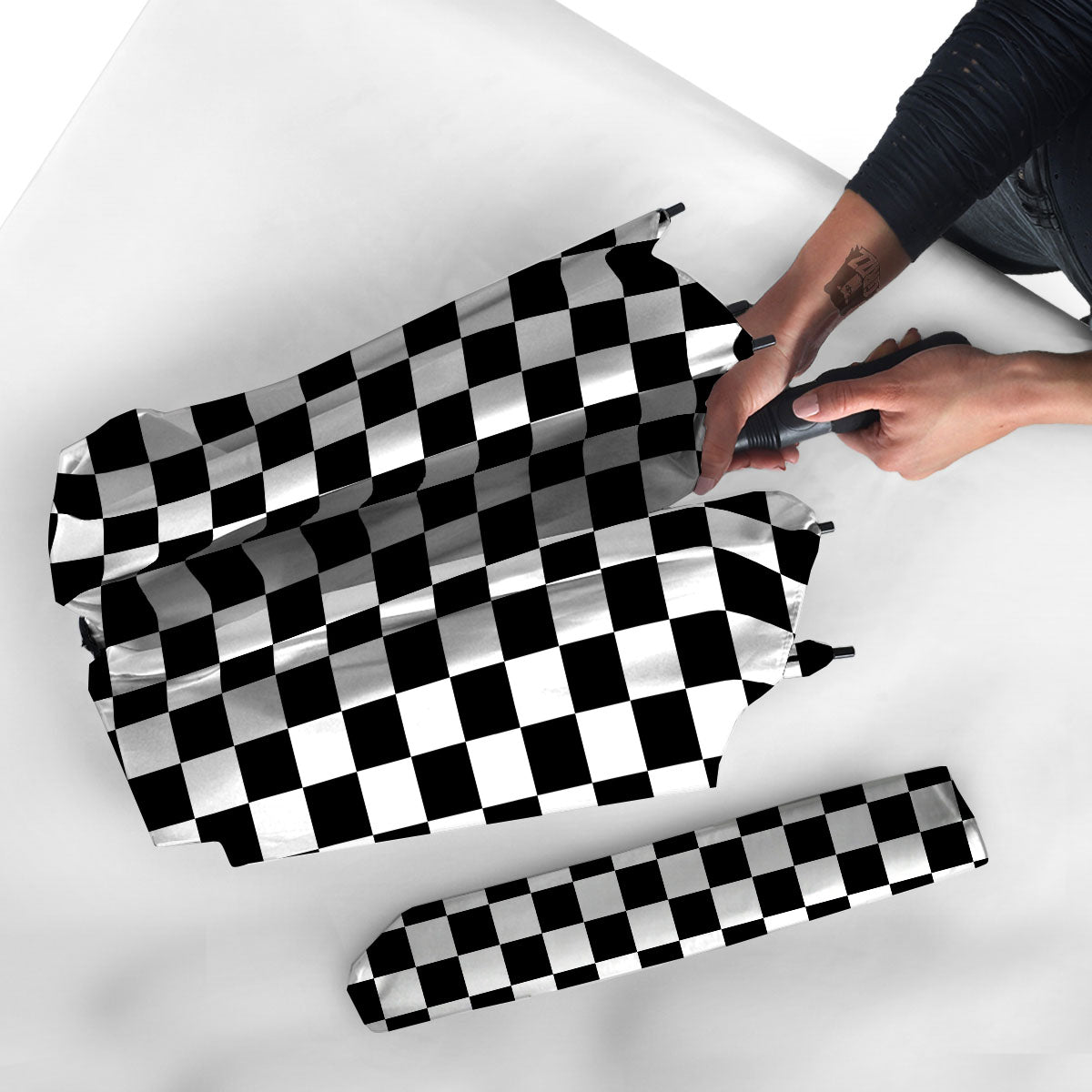 Checkered White And Black Print Pattern Umbrella-grizzshop