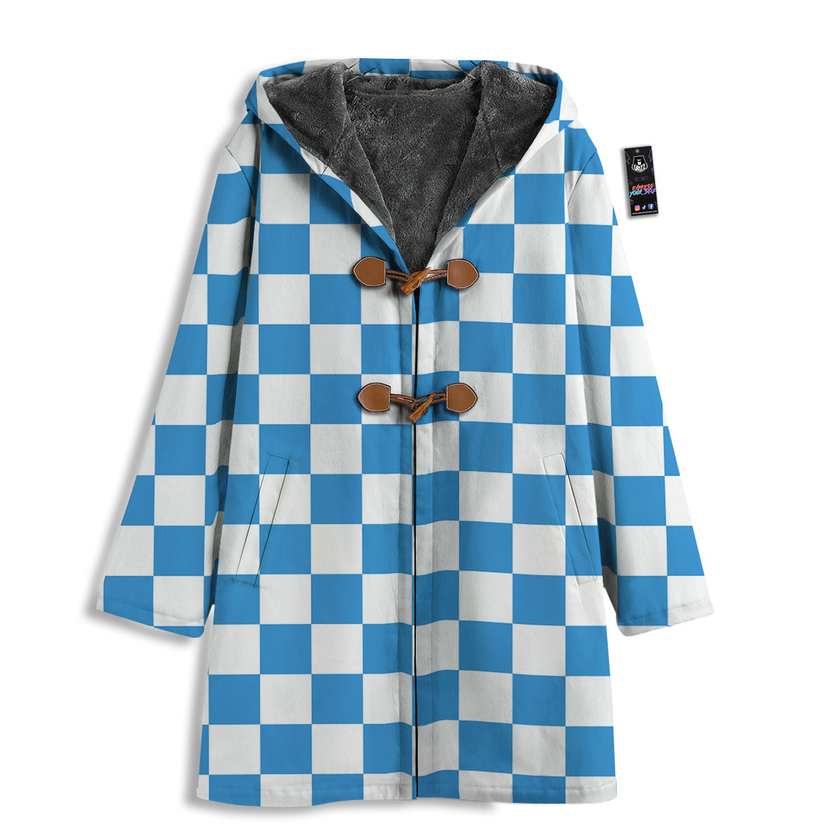 Checkered White And Blue Print Pattern Men's Windbreaker Jacket-grizzshop