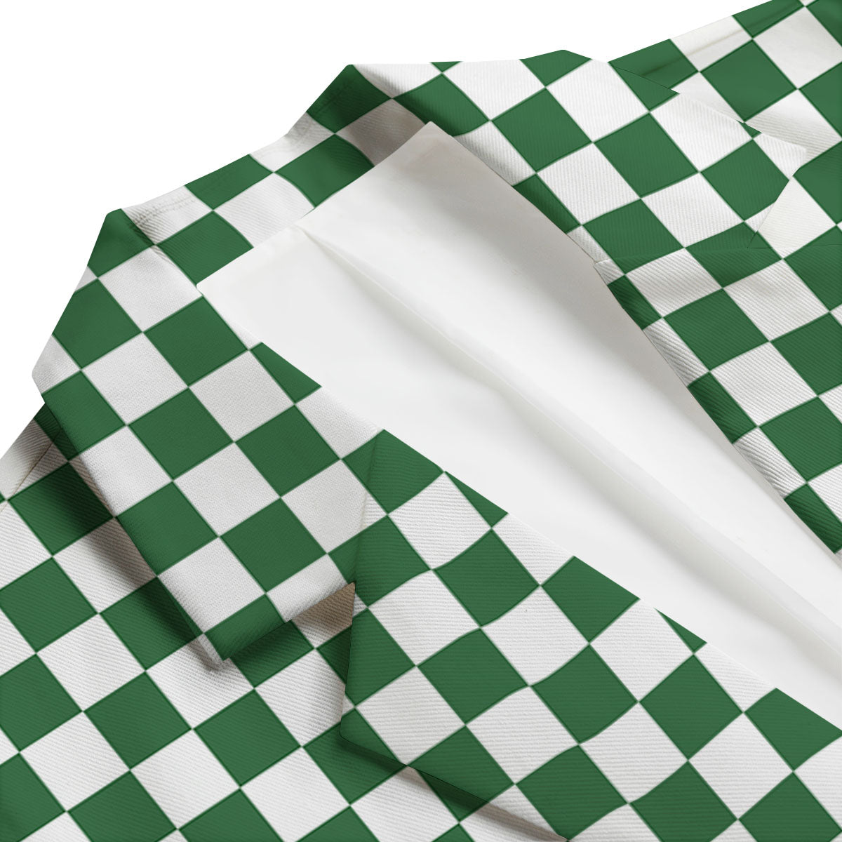 Checkered White And Green Print Pattern Men's Blazer-grizzshop