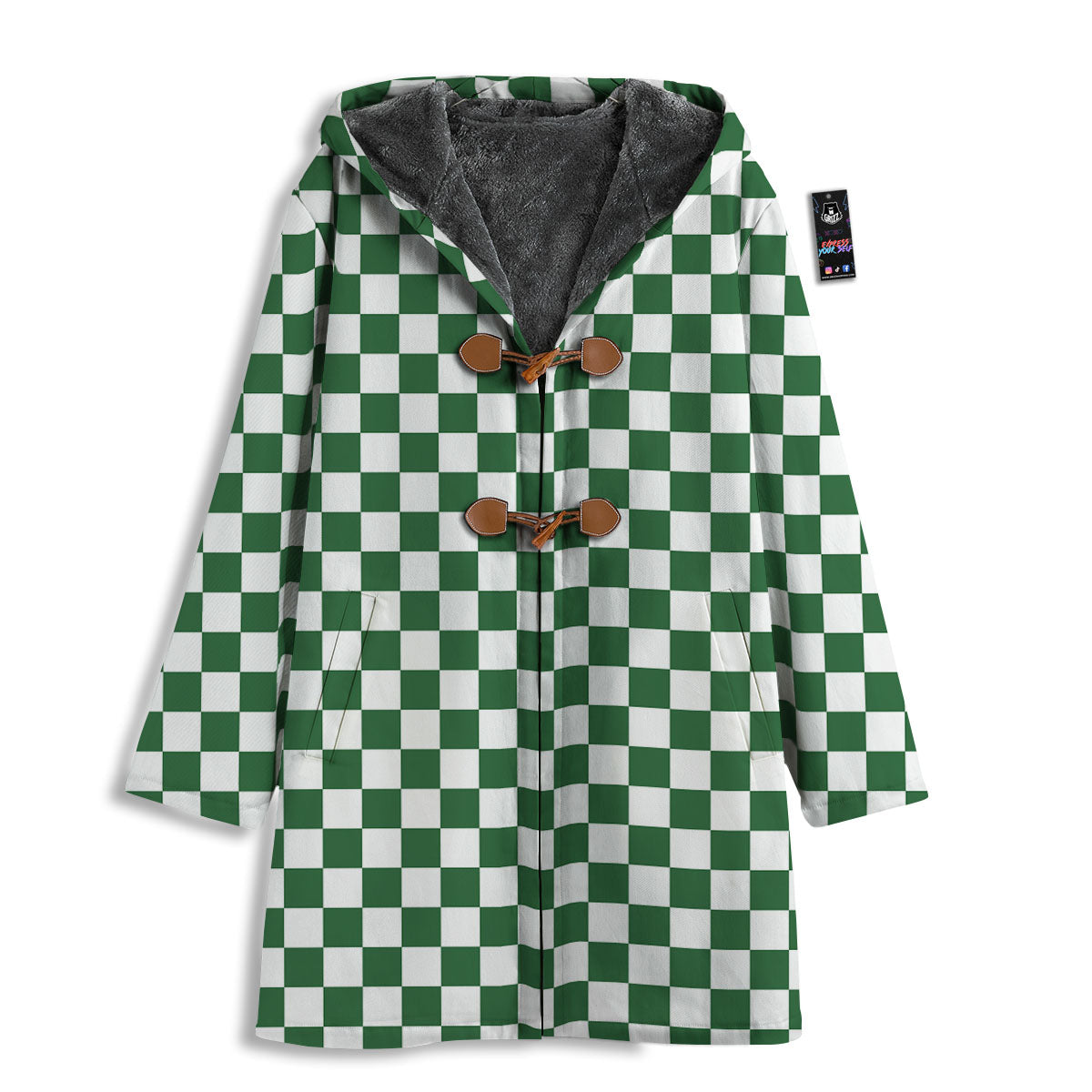 Checkered White And Green Print Pattern Men's Windbreaker Jacket-grizzshop