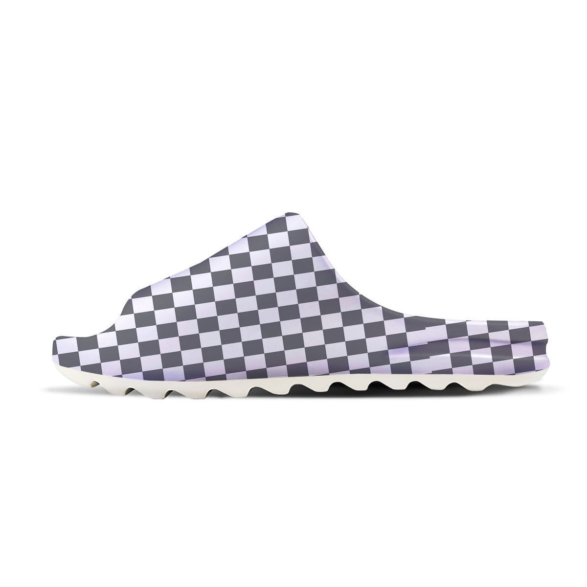 Checkered White And Grey Print Pattern Sandals-grizzshop