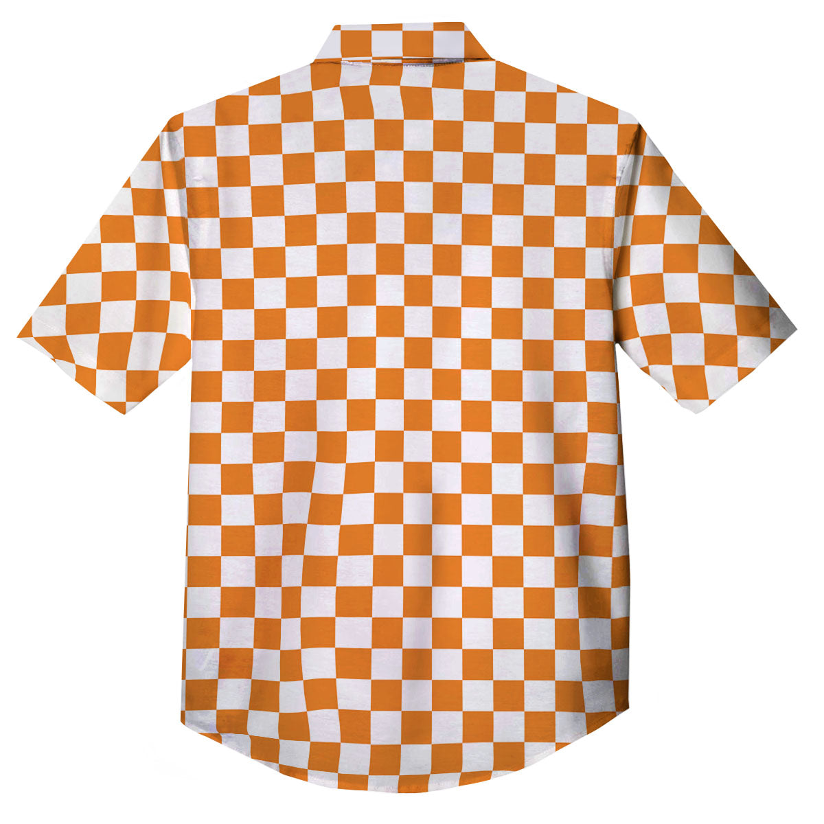 Checkered White And Orange Print Pattern Button Up Shirt-grizzshop
