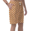 Checkered White And Orange Print Pattern Men's Shorts-grizzshop