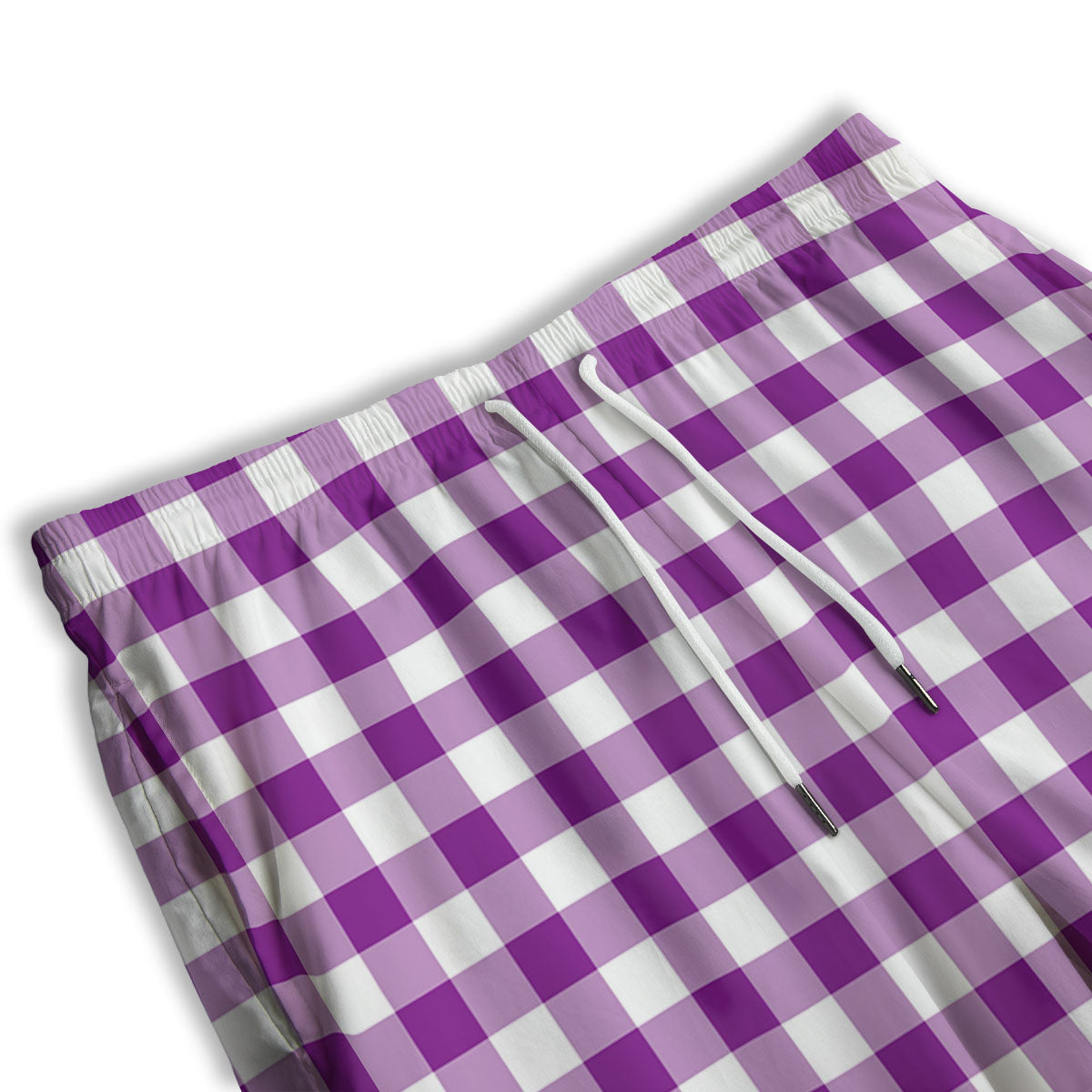 Checkered White And Purple Print Pattern Men's Athletic Shorts