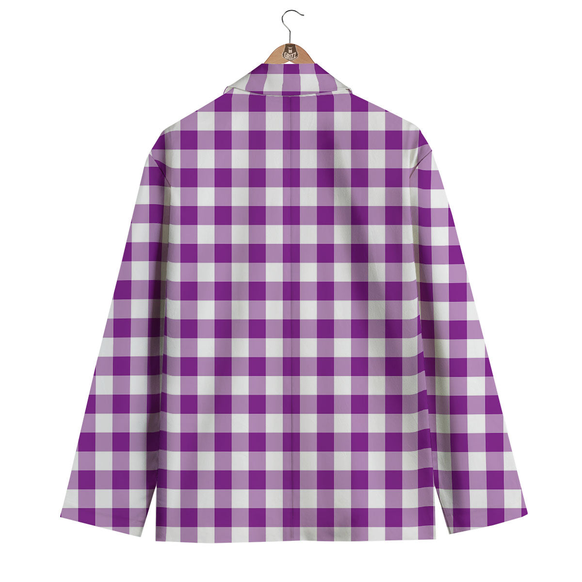 Checkered White And Purple Print Pattern Men's Blazer-grizzshop
