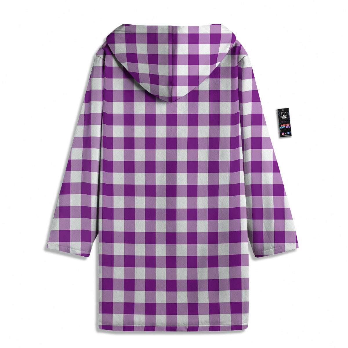 Checkered White And Purple Print Pattern Men's Windbreaker Jacket-grizzshop