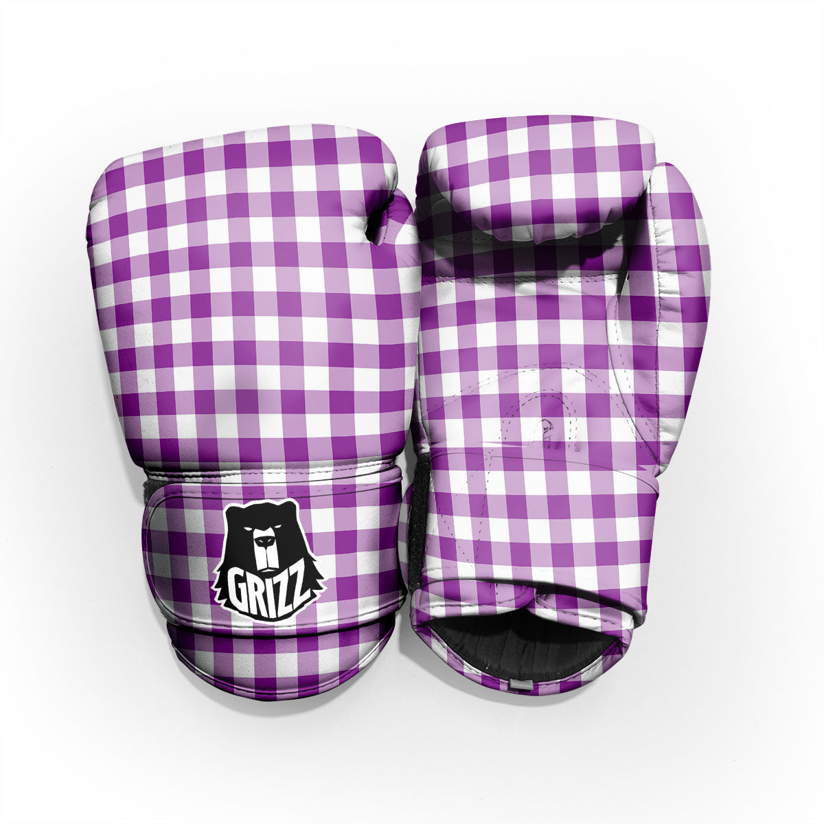 Checkered White And Purple Print Pattern Pro Boxing Glove