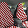 Checkered White And Red Print Pattern Car Seat Covers-grizzshop