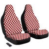 Checkered White And Red Print Pattern Car Seat Covers-grizzshop