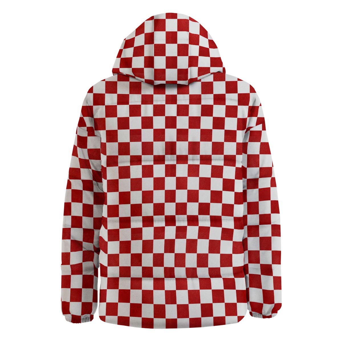 Checkered White And Red Print Pattern Down Jacket-grizzshop