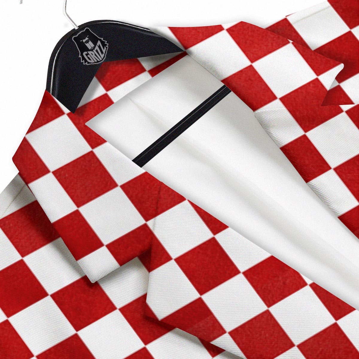 Checkered White And Red Print Pattern Men's Sport Coat-grizzshop