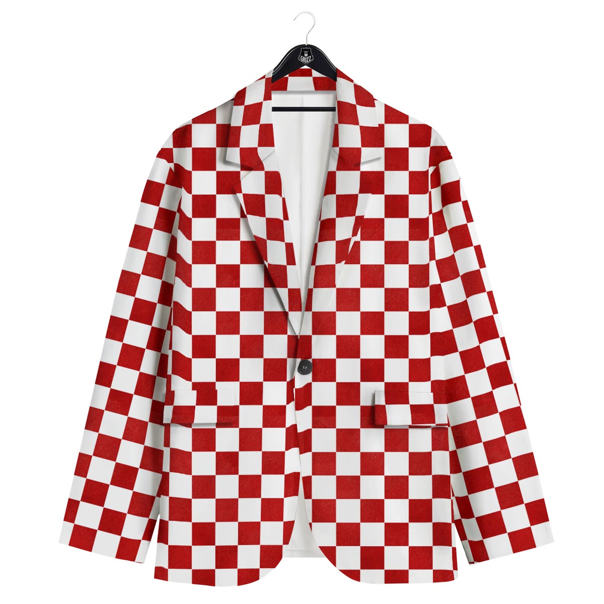 Checkered White And Red Print Pattern Men's Sport Coat-grizzshop