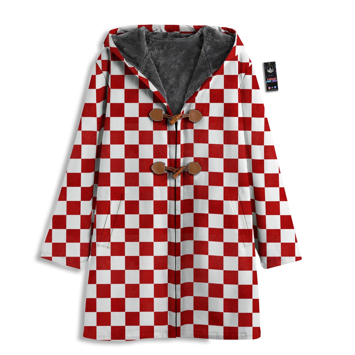 Checkered White And Red Print Pattern Men's Windbreaker Jacket-grizzshop