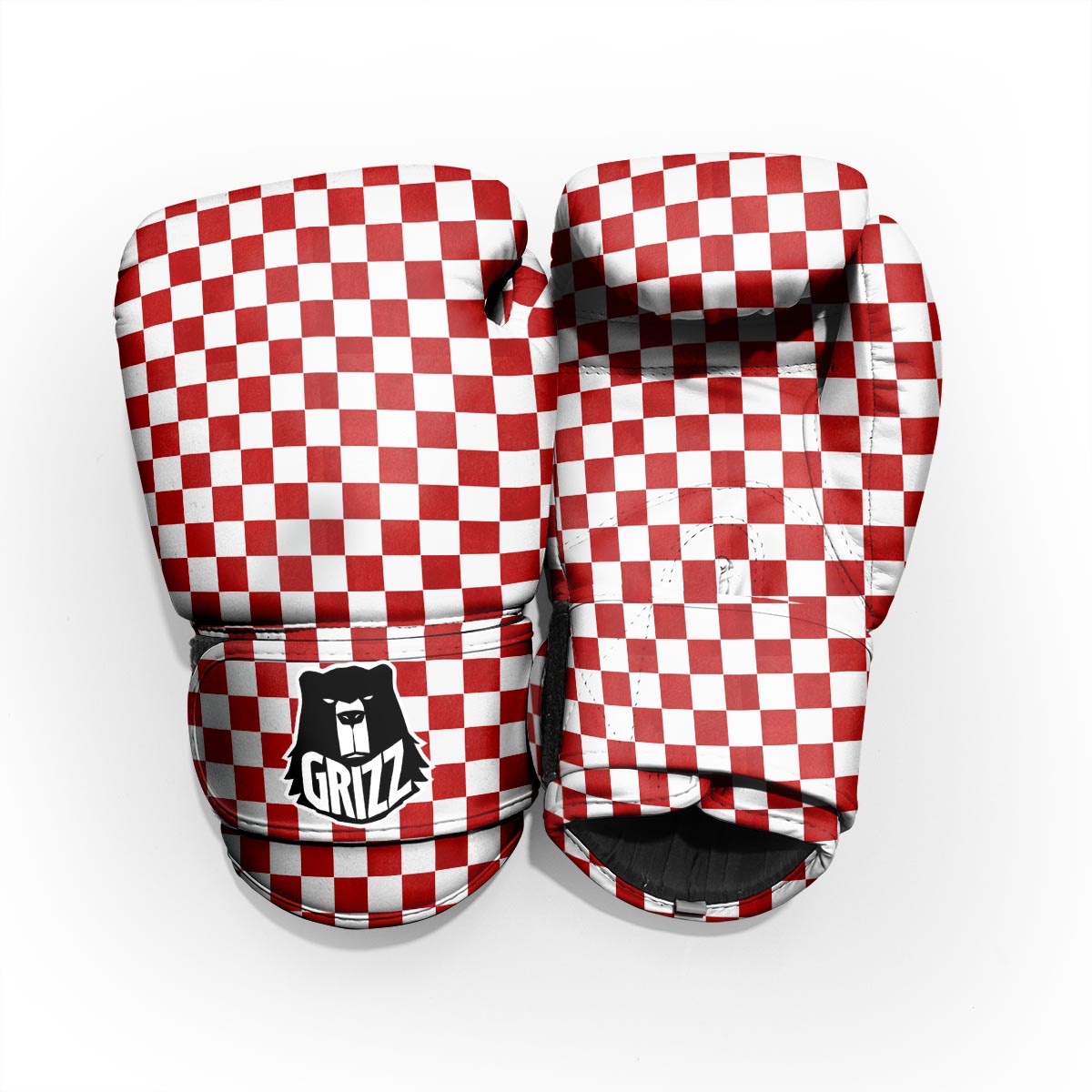 Checkered White And Red Print Pattern Pro Boxing Glove