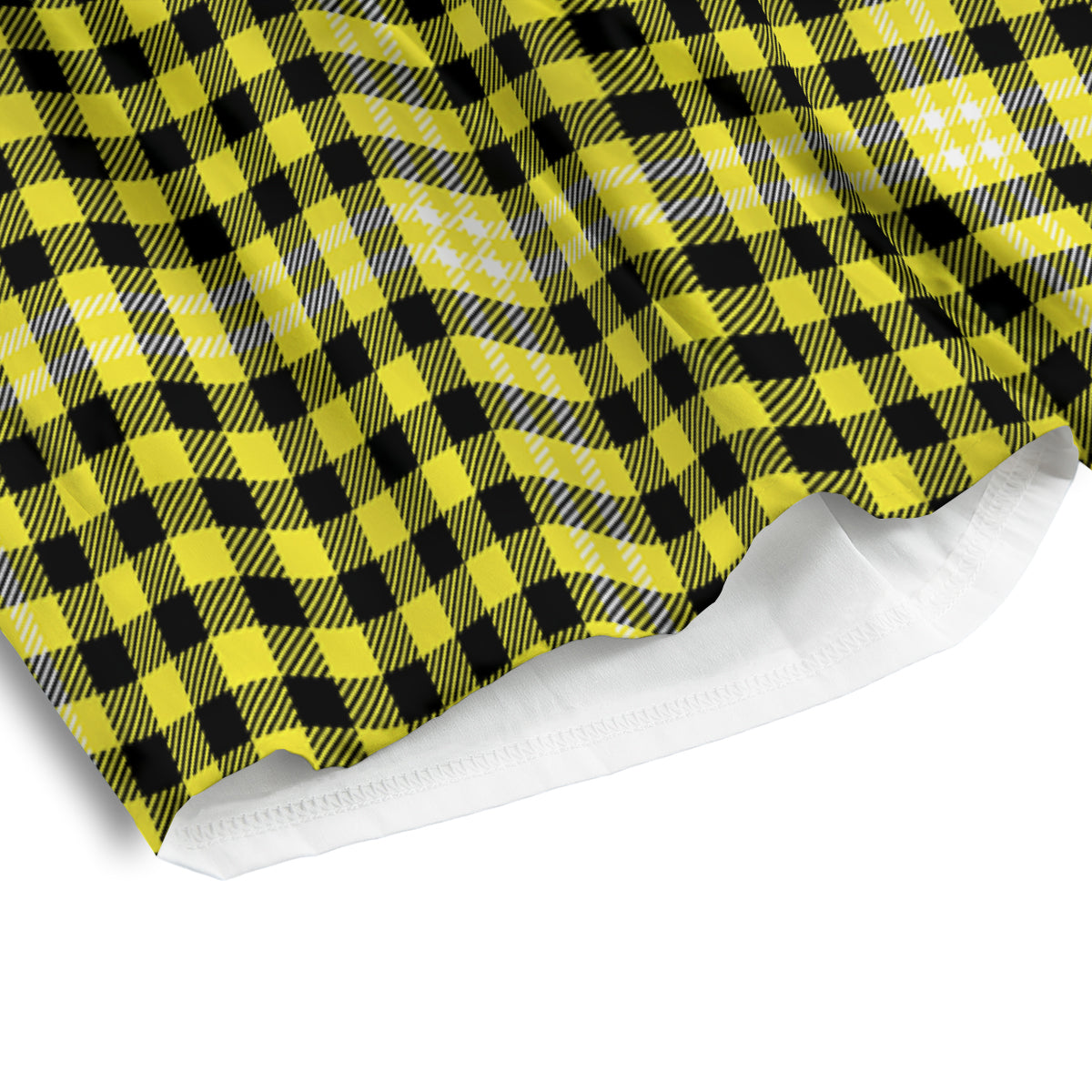 Checkered Yellow And Black Print Pattern Men's Athletic Shorts