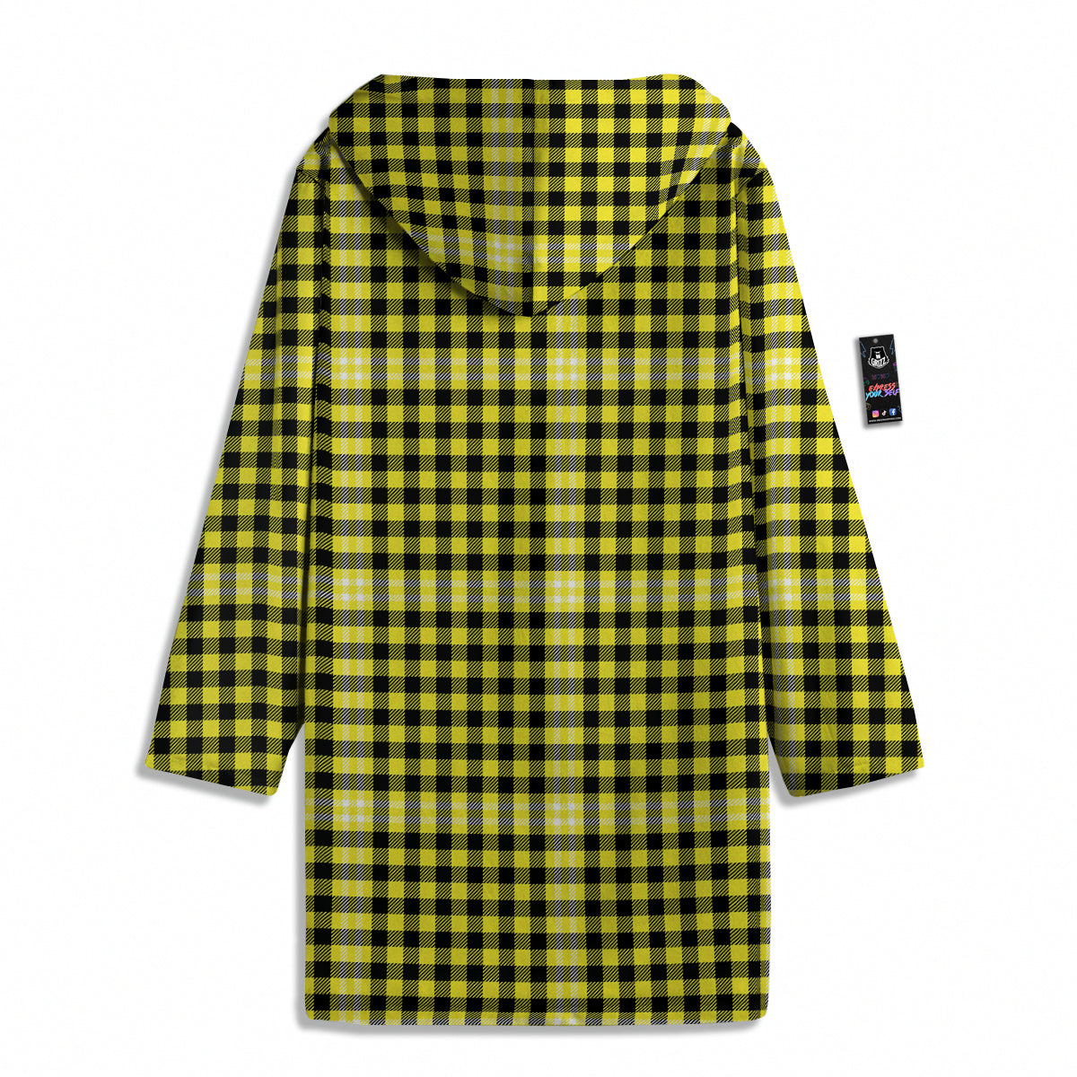 Checkered Yellow And Black Print Pattern Men's Windbreaker Jacket-grizzshop