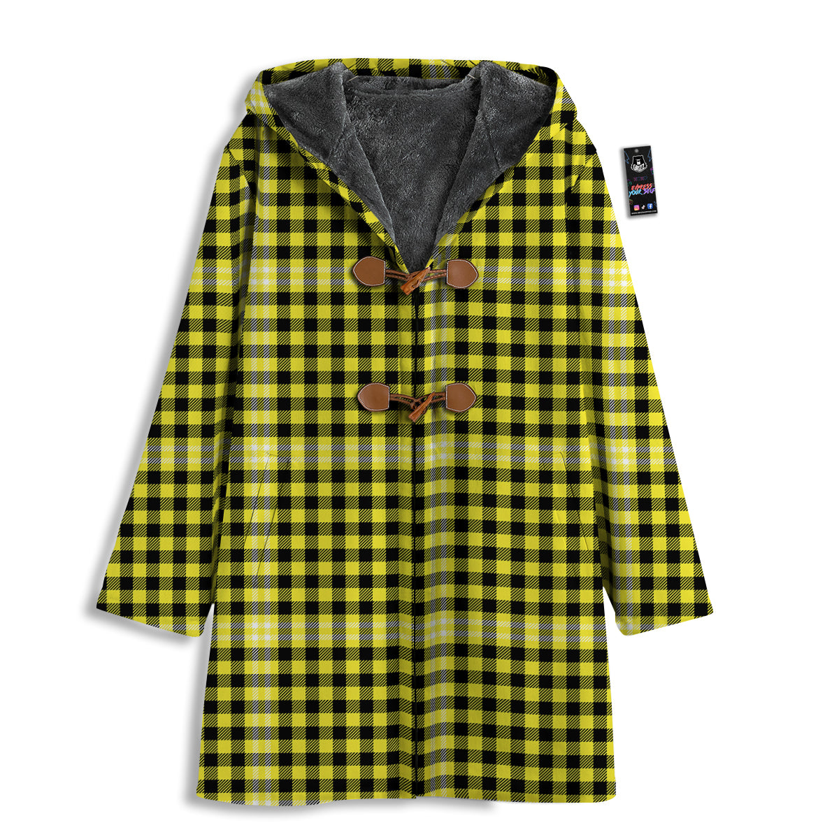 Checkered Yellow And Black Print Pattern Men's Windbreaker Jacket-grizzshop