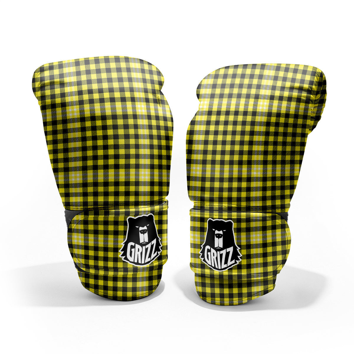 Checkered Yellow And Black Print Pattern Pro Boxing Glove