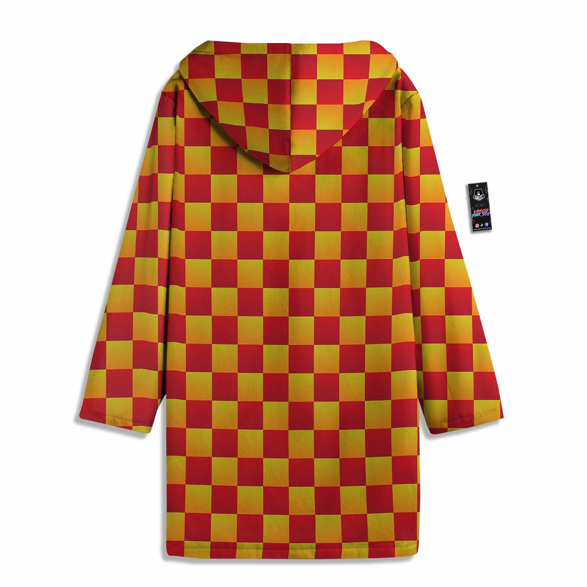 Checkered Yellow And Red Print Pattern Men's Windbreaker Jacket-grizzshop