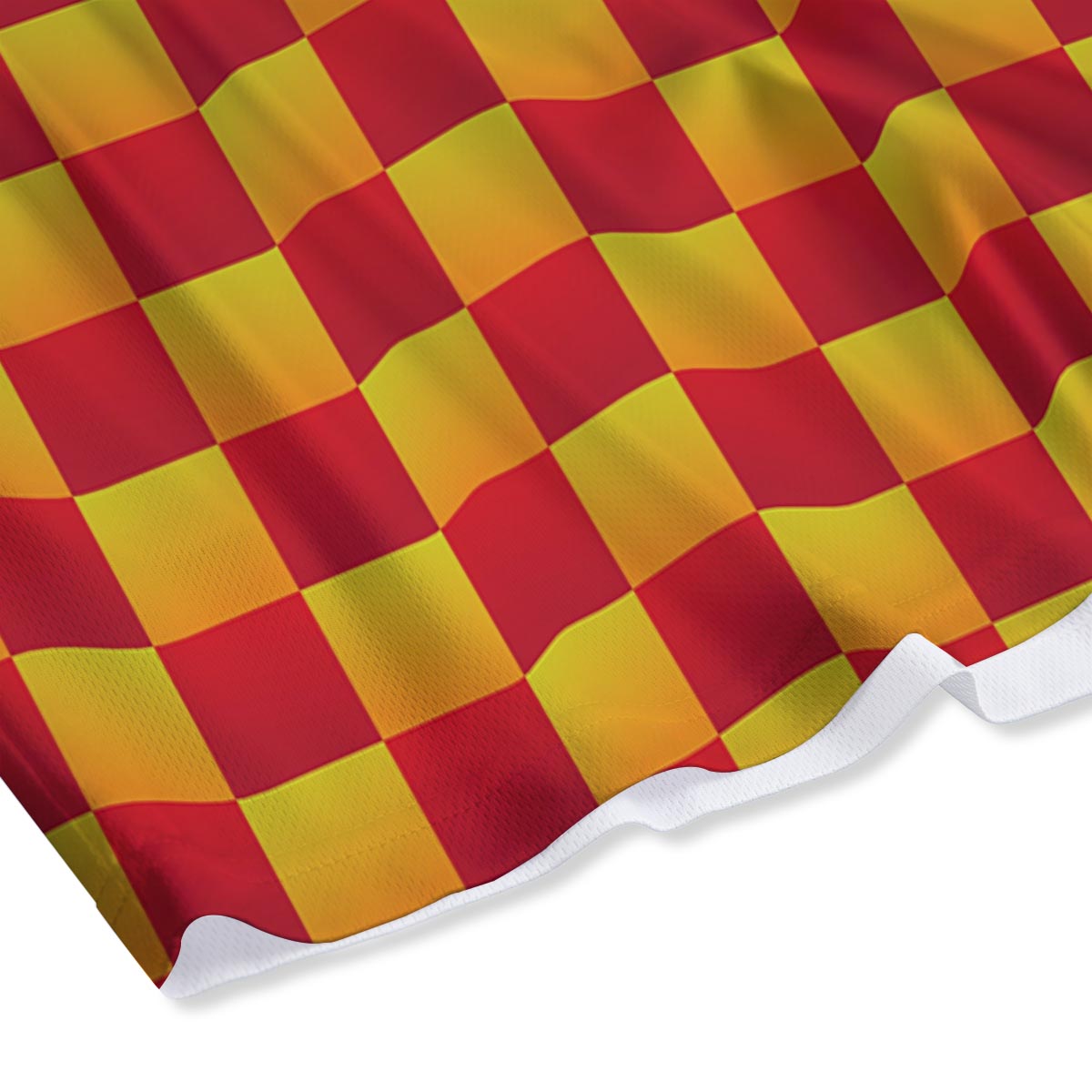 Checkered Yellow And Red Print Pattern Mesh Shorts