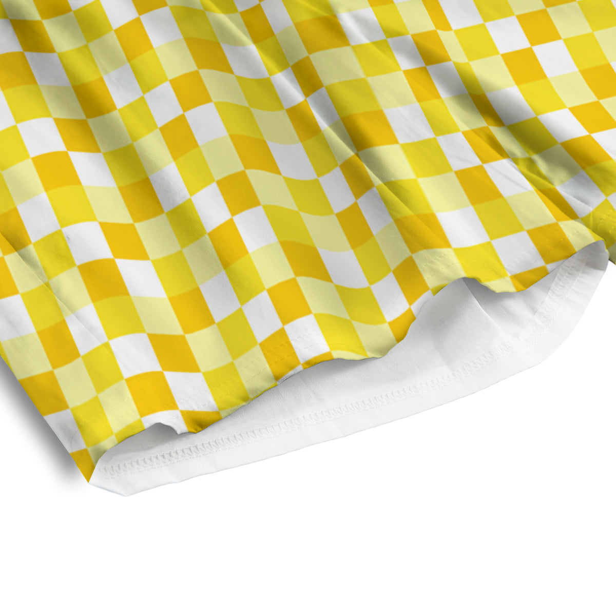 Checkered Yellow And White Print Pattern Men's Athletic Shorts