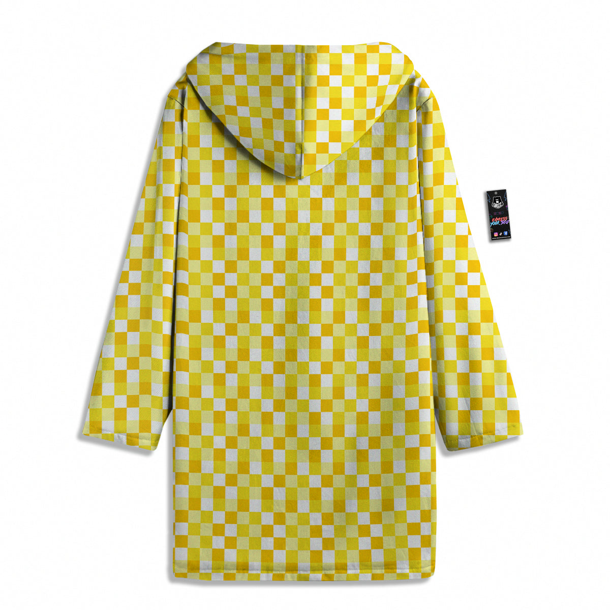 Checkered Yellow And White Print Pattern Men's Windbreaker Jacket-grizzshop