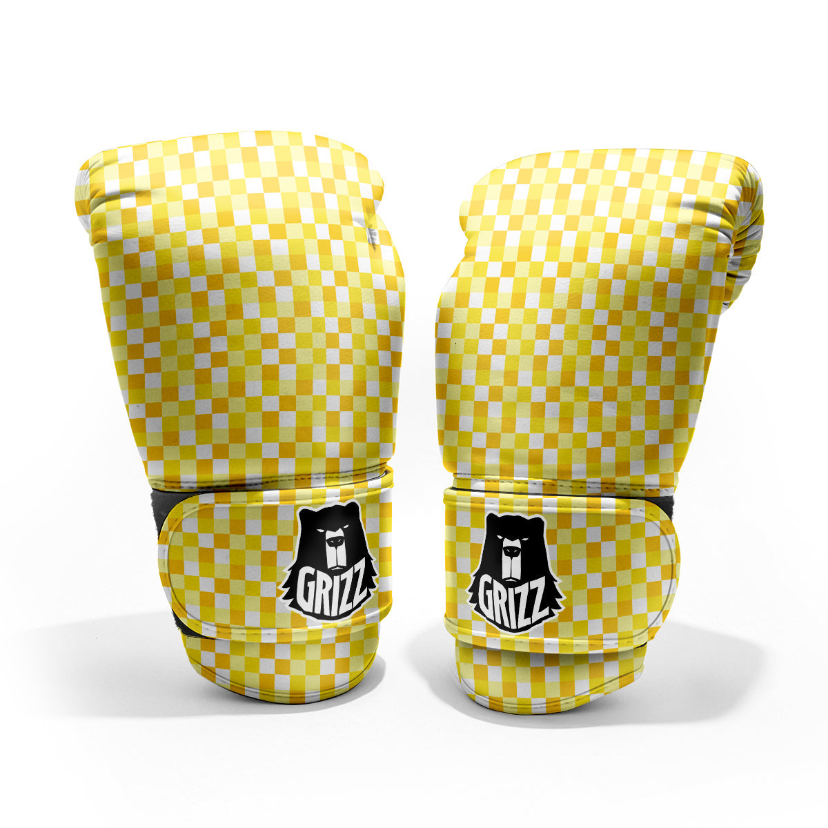 Checkered Yellow And White Print Pattern Pro Boxing Glove