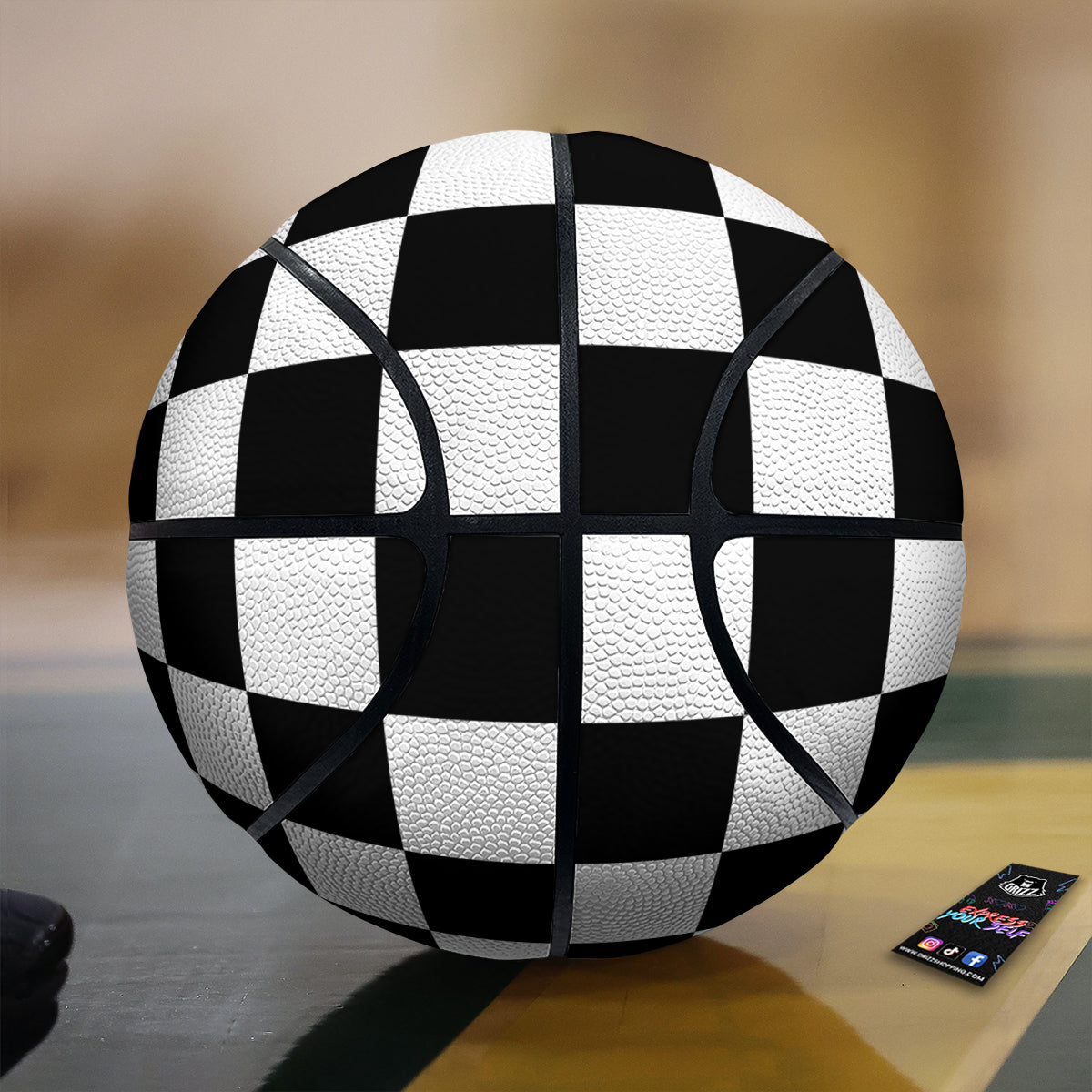 Checkered Board And Convex Shape Print Basketball
