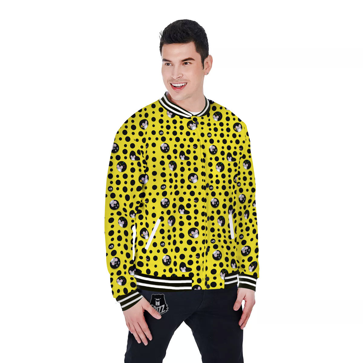 Cheese Cartoon Print Pattern Baseball Jacket-grizzshop