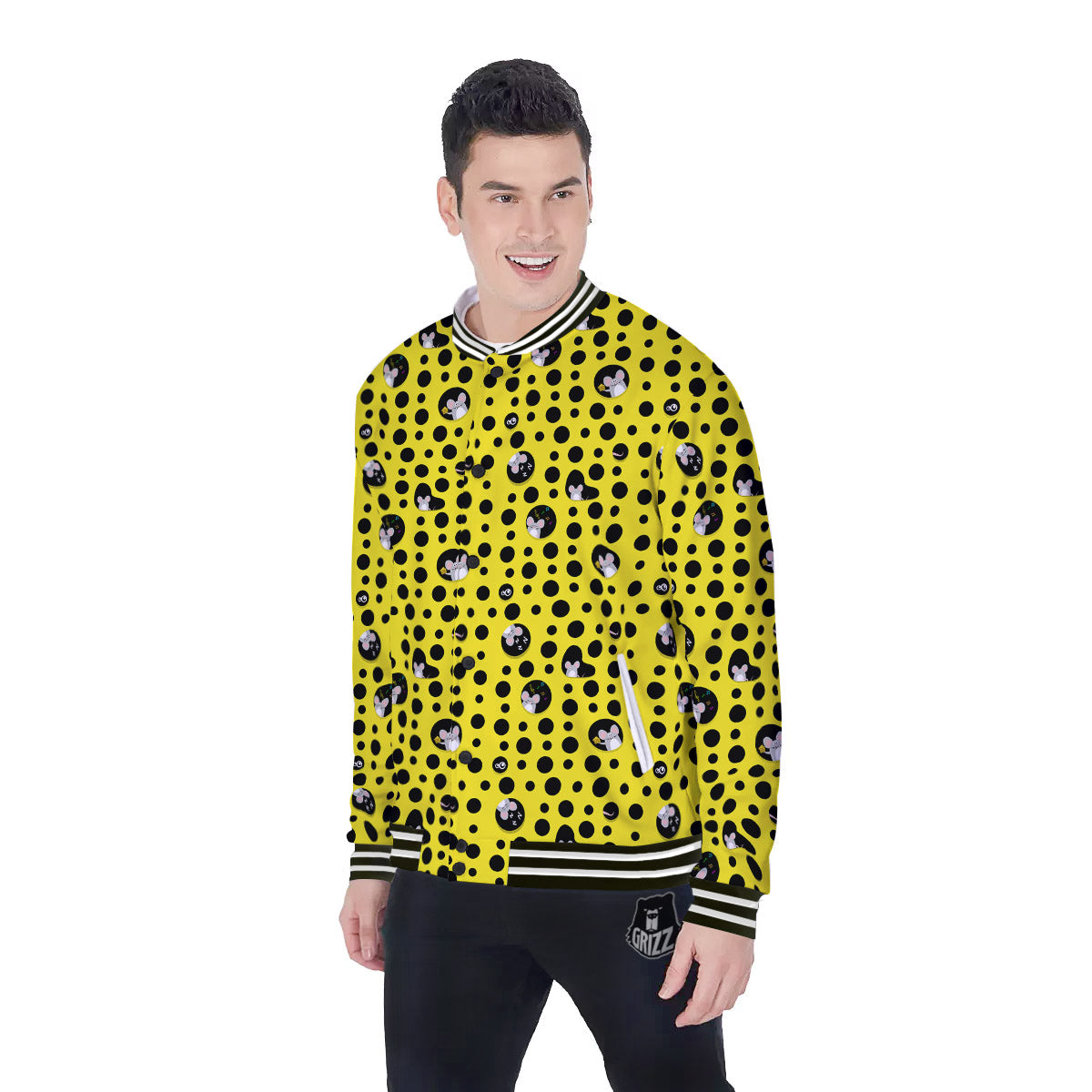 Cheese Cartoon Print Pattern Baseball Jacket-grizzshop
