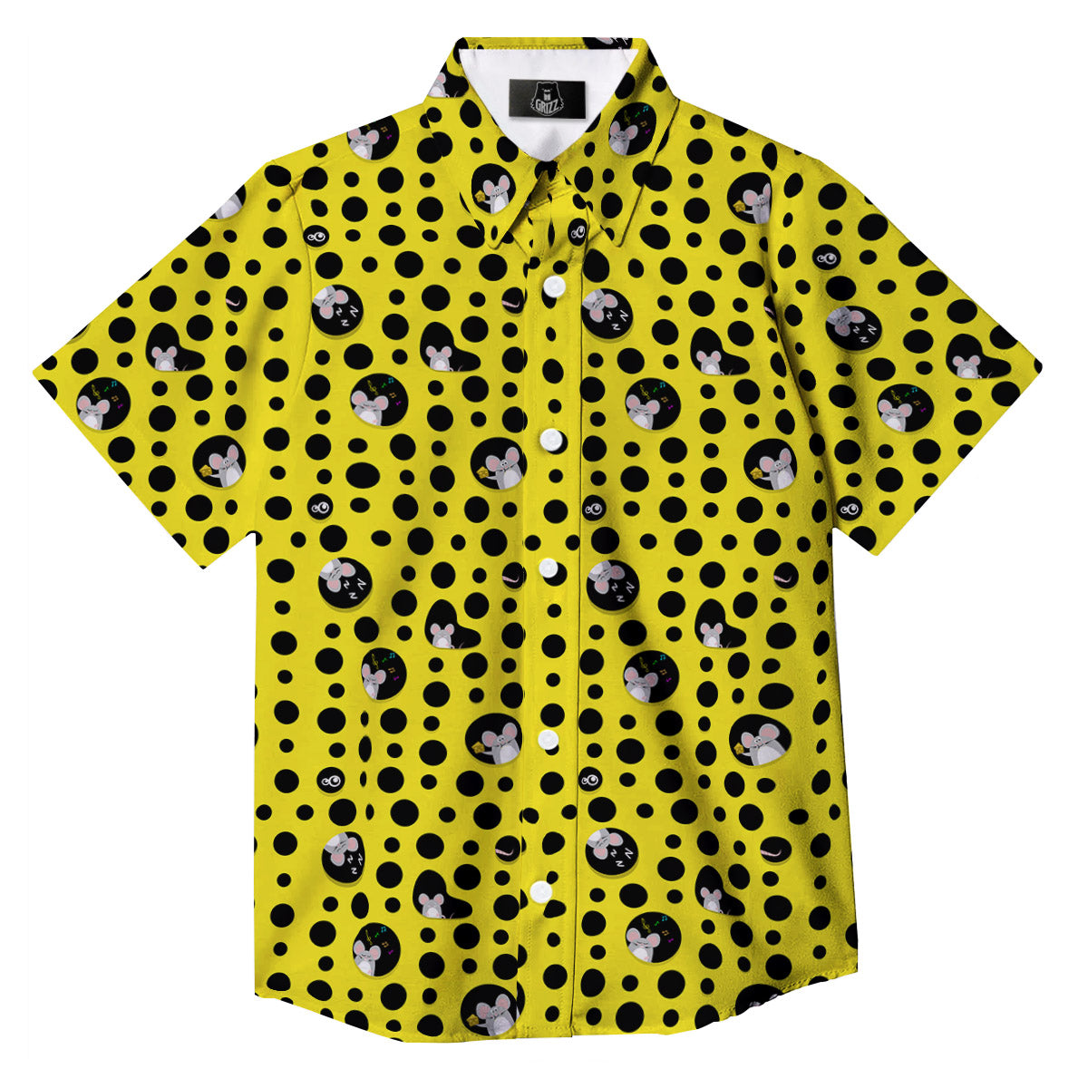Cheese Cartoon Print Pattern Button Up Shirt-grizzshop