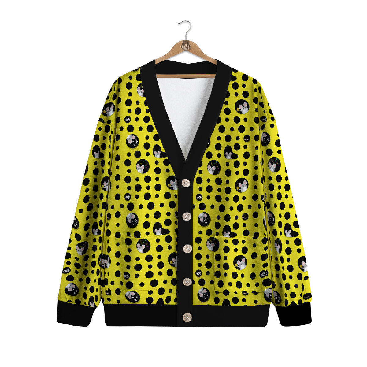 Cheese Cartoon Print Pattern Cardigan-grizzshop