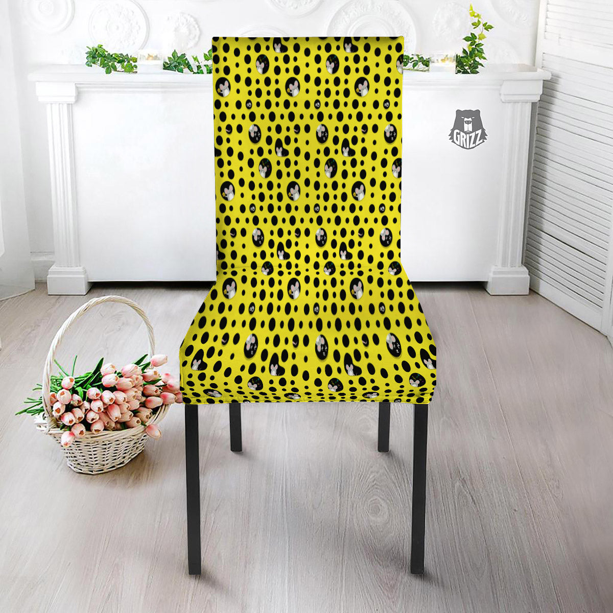 Cheese Cartoon Print Pattern Dining Chair Slipcover-grizzshop